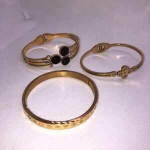 Elegant Gold and Black Bracelet set of three